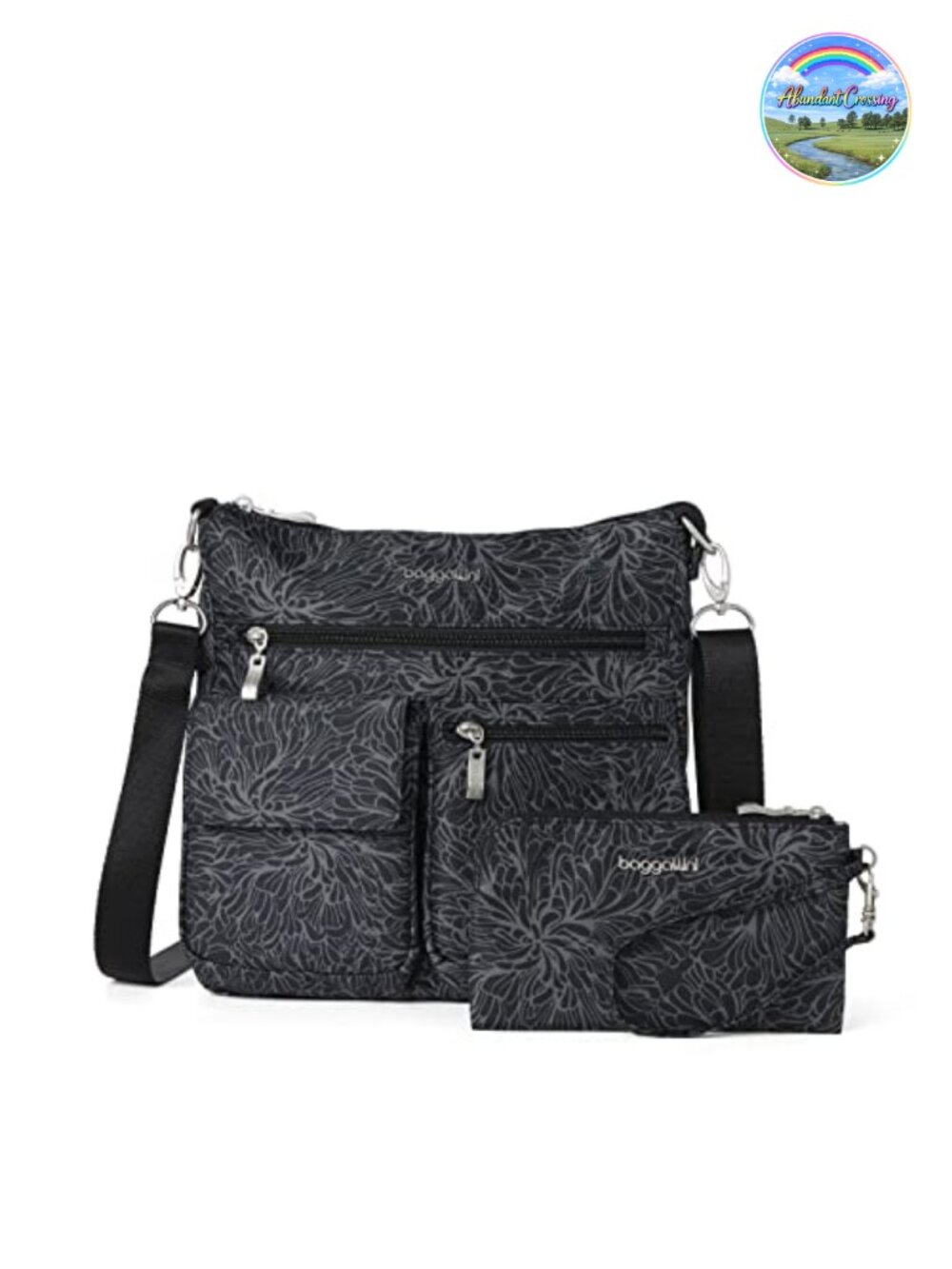 Slim Crossbody Bag with RFID Protection, Water-Resistant Nylon, Adjustable Strap